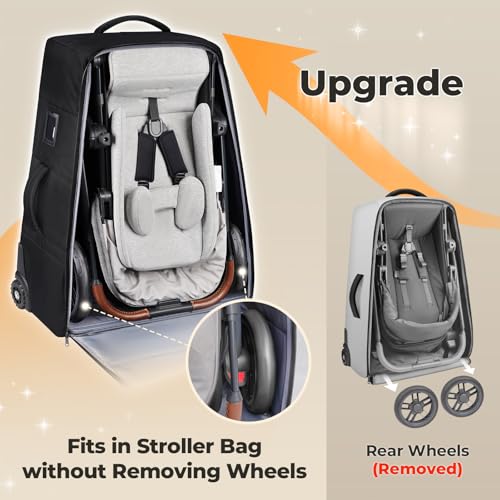 YOREPEK Stroller Bag Compatible with UPPAbaby Vista V2/V3 and Cruz V2 (No Wheel Removal Needed), Padded Stroller Travel Bag with Wheels, Foldable Stroller Cover with Storage Pocket, All Black - Image 2