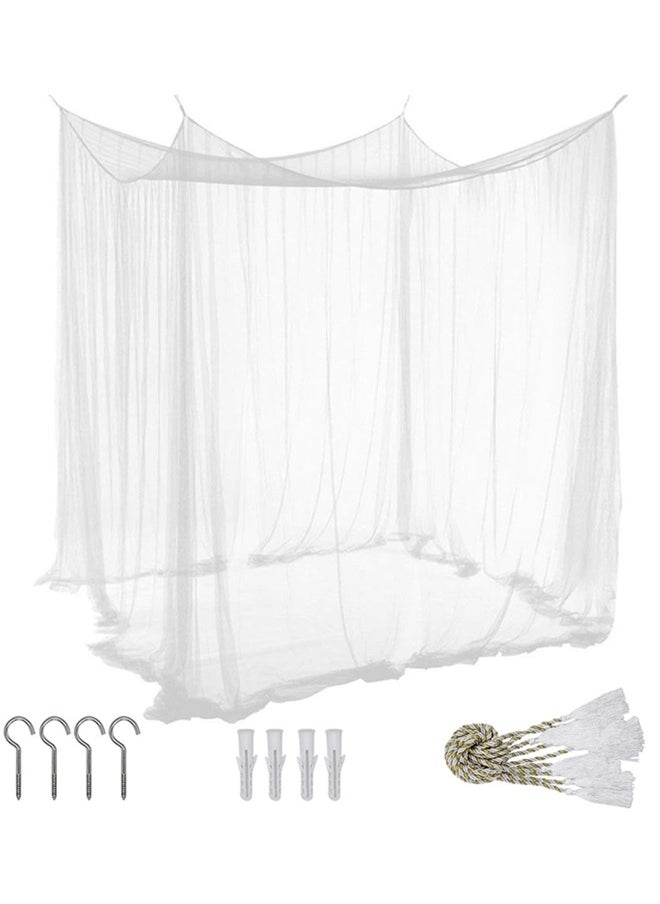 Beauenty - Large Mosquito Net,Double Bed Mosquito Netting,4 Corner Post Canopy Bed Curtain Decorative,Elegant Bed Curtains,Fine Meshes Luxury Mosquito Large Square Net,Bed Curtains Tents Netting(White) - Image 1