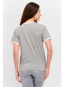 Wrangler Women Crew Neck Short Sleeves Brand Logo T-Shirt, Grey  - Image 3