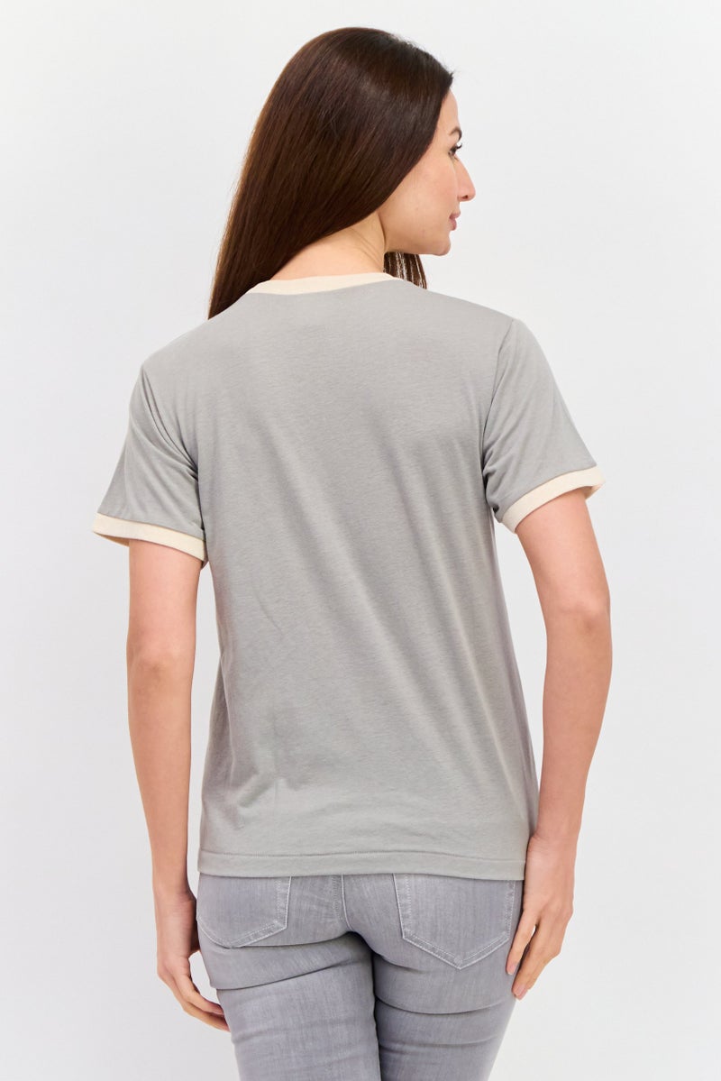 Wrangler Women Crew Neck Short Sleeves Brand Logo T-Shirt, Grey - Image 3