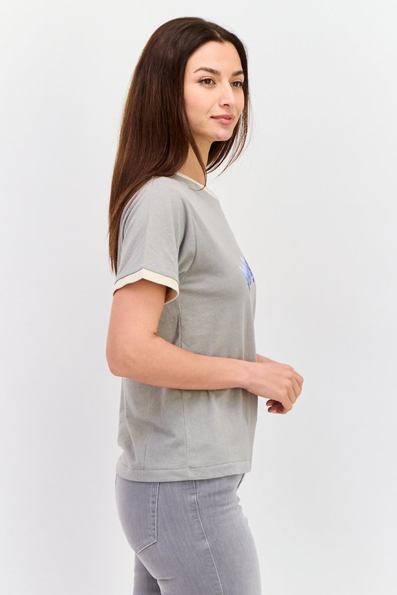 Wrangler Women Crew Neck Short Sleeves Brand Logo T-Shirt, Grey - Image 2