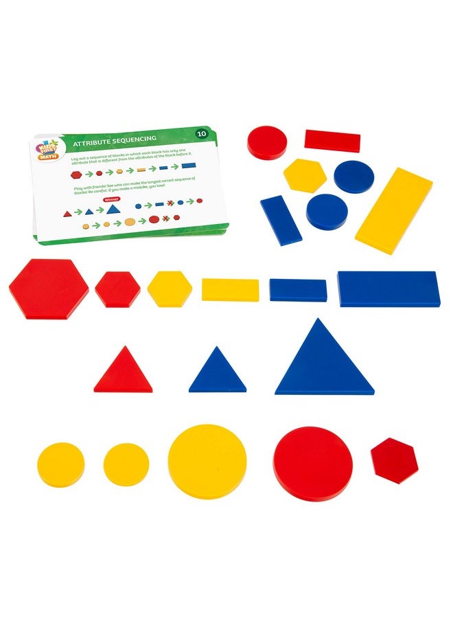 Kids First Math Attribute Blocks Math Kit With Activity Cards Develop Skills In Logical Thinking Classifying Comparing Visual Handson Math For Athome Or Classroom Learning Ages 3+