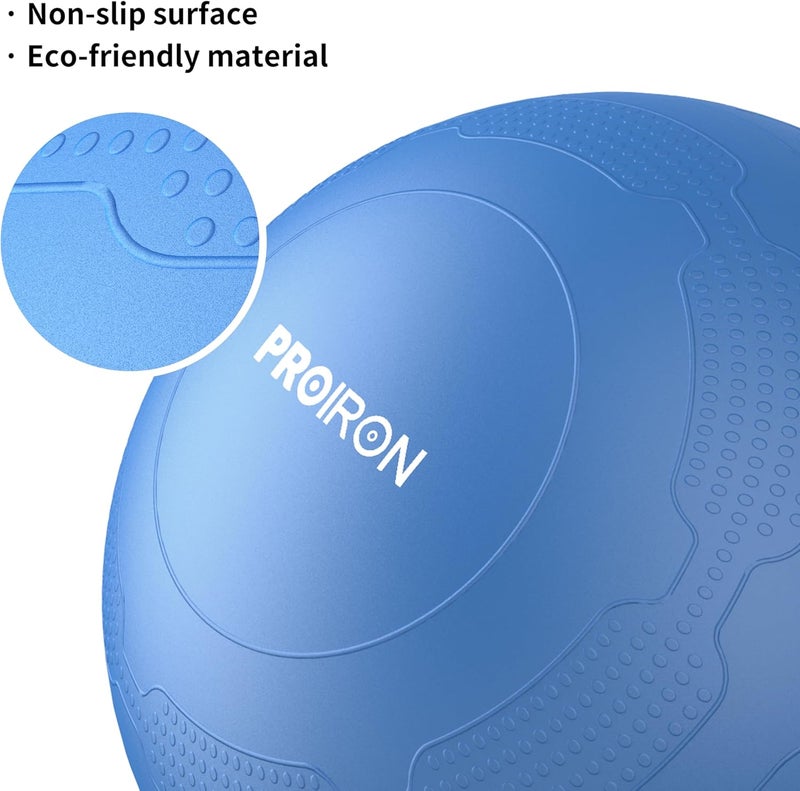 Cyber Exercise Ball Anti-Burst Yoga Ball Chair with Quick Pump Slip Resistant Gym Ball Supports 500KG Balance Ball for Pilates Yoga Birthing Pregnancy Stability Gym Workout Training, 65cm - Dark Blue with poses - Image 2