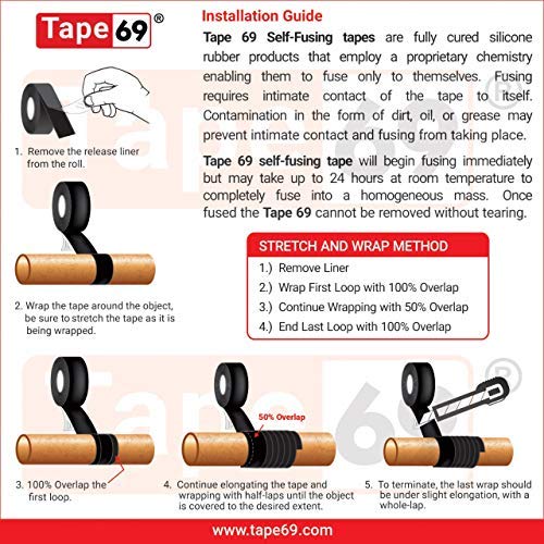 Tape 69 Self Fusing Silicone Rubber Tape, 2.5cm x 3m Black - Image 2