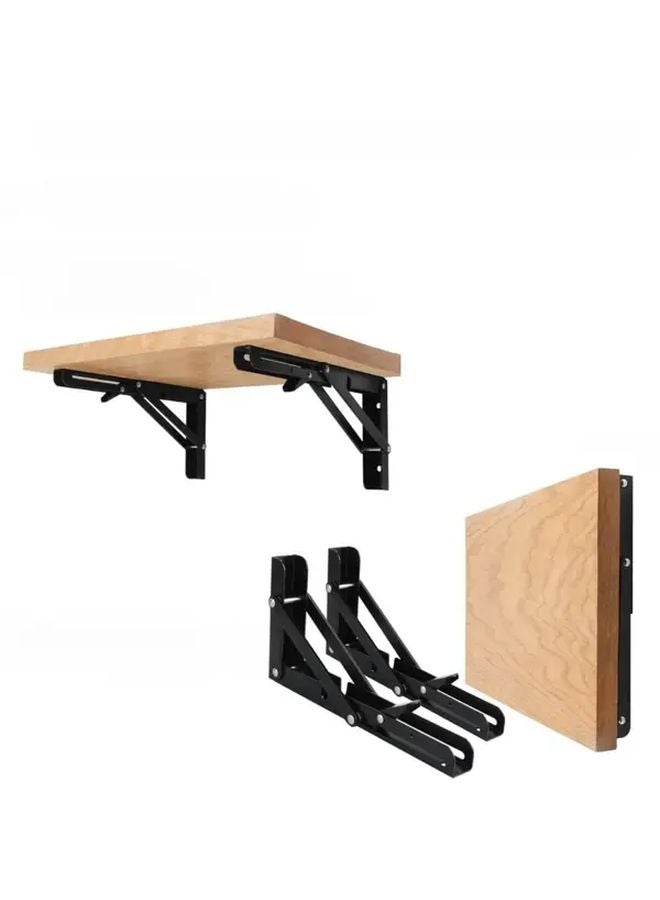 Heavy Duty Black Metal Folding Shelf Brackets 18 Inch 2PCS 220LB Capacity Adjustable - Image 2