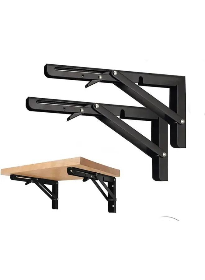 Heavy Duty Black Metal Folding Shelf Brackets 18 Inch 2PCS 220LB Capacity Adjustable - Image 4