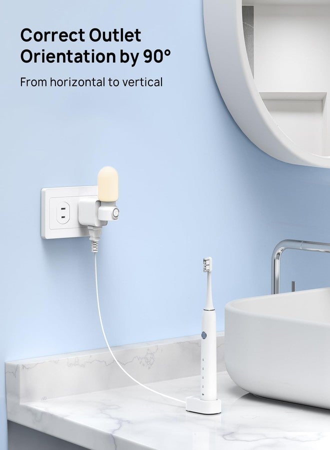 TROND 2 Prong to 3 Prong Outlet Adapter, Multi Plug Wall Outlet Extender, 3 Way Plug Splitter, Horizontal Wall Expander for Non-grounded Socket for Old Home Office Hotel Cruise Travel, 2 Pack, White - Image 3