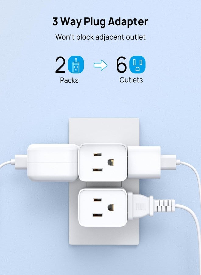 TROND 2 Prong to 3 Prong Outlet Adapter, Multi Plug Wall Outlet Extender, 3 Way Plug Splitter, Horizontal Wall Expander for Non-grounded Socket for Old Home Office Hotel Cruise Travel, 2 Pack, White - Image 4