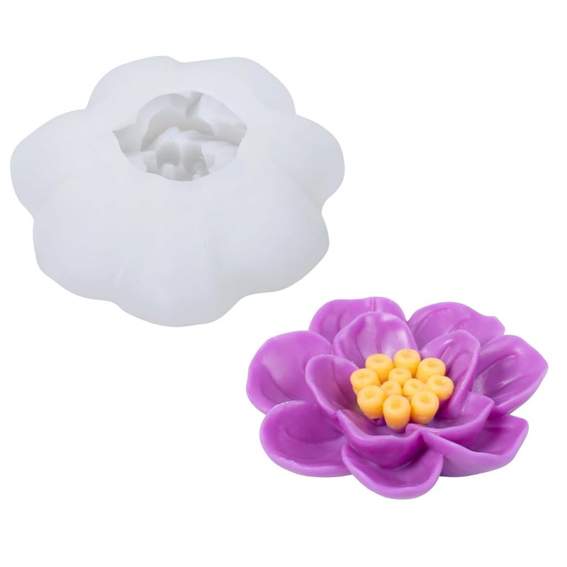 Skytail Skytail Silicone Lotus Flower Candle Mould for Making Scented Candle Wax Waxmelts Aromatherapy Chocolate Candy Cake Decoration Cupcake Soap Making Resin Crafts Home Decor Party Gifts Molds 
