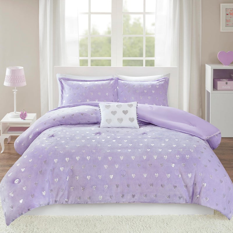 Intelligent Design Rosalie Overfilled Down Alternative Hypoallergenic All Season BeddingSet TwinTwin XL PurpleSilver