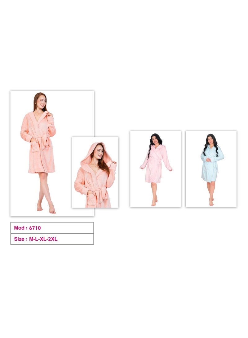 Dadoush Women's long-sleeved fur robe with belt and pockets - Women's winter robe - Women's bathrobe with belt, cute winter kimono for women from Daadoush. - Image 3