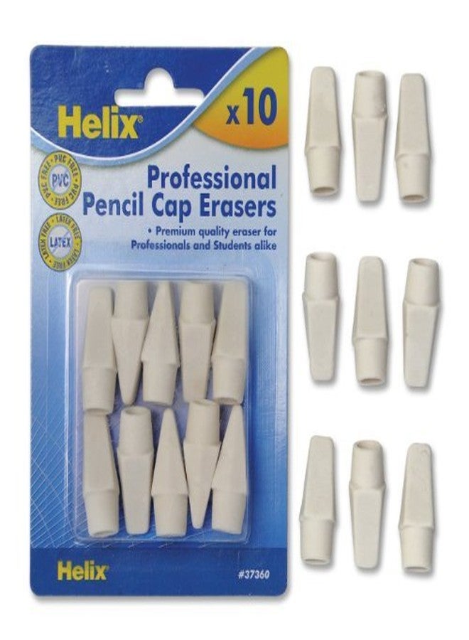 Helix 37360 White Cap Eraser 10 Count