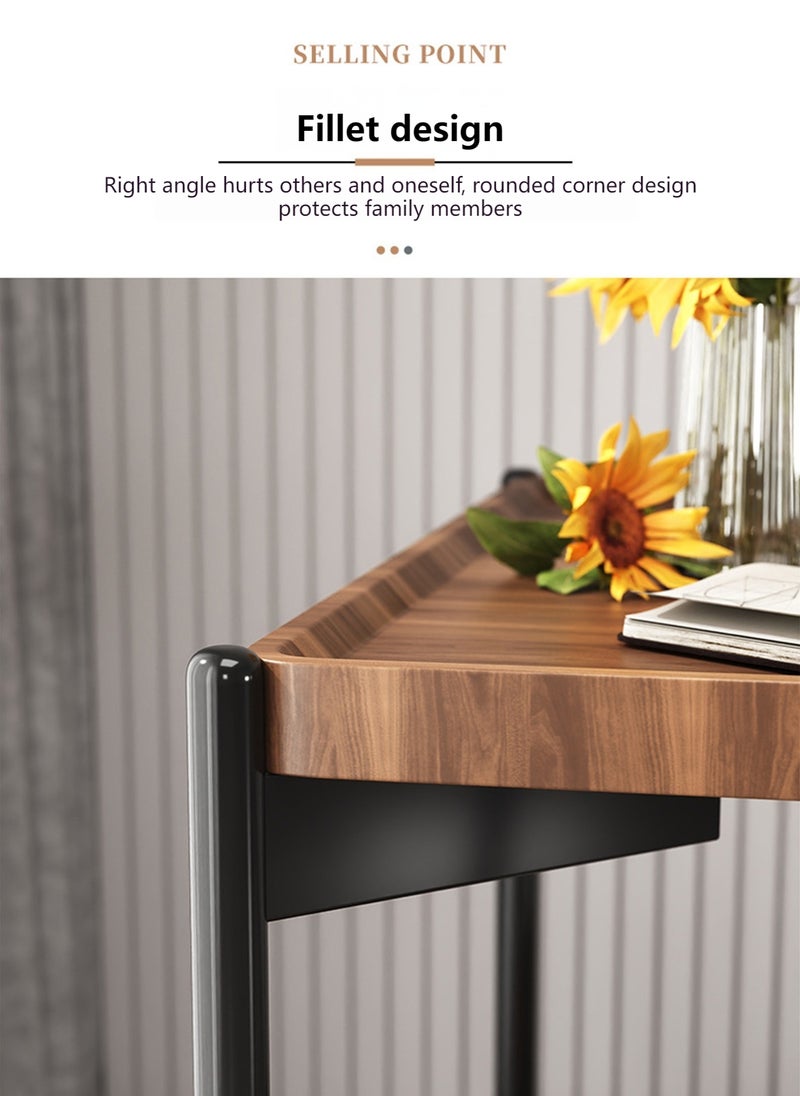 Sharpdo 2 Layer Metal Frame Square Table Sofa Side Table Square Side Tables 2-Tier Couch Wood End Table for Living Room Bedroom 40*40*60cm - Image 3