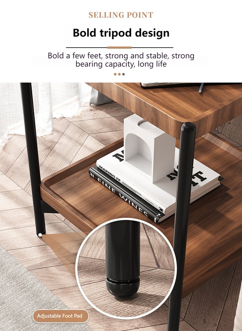 Sharpdo 2 Layer Metal Frame Square Table Sofa Side Table Square Side Tables 2-Tier Couch Wood End Table for Living Room Bedroom 40*40*60cm - Image 5