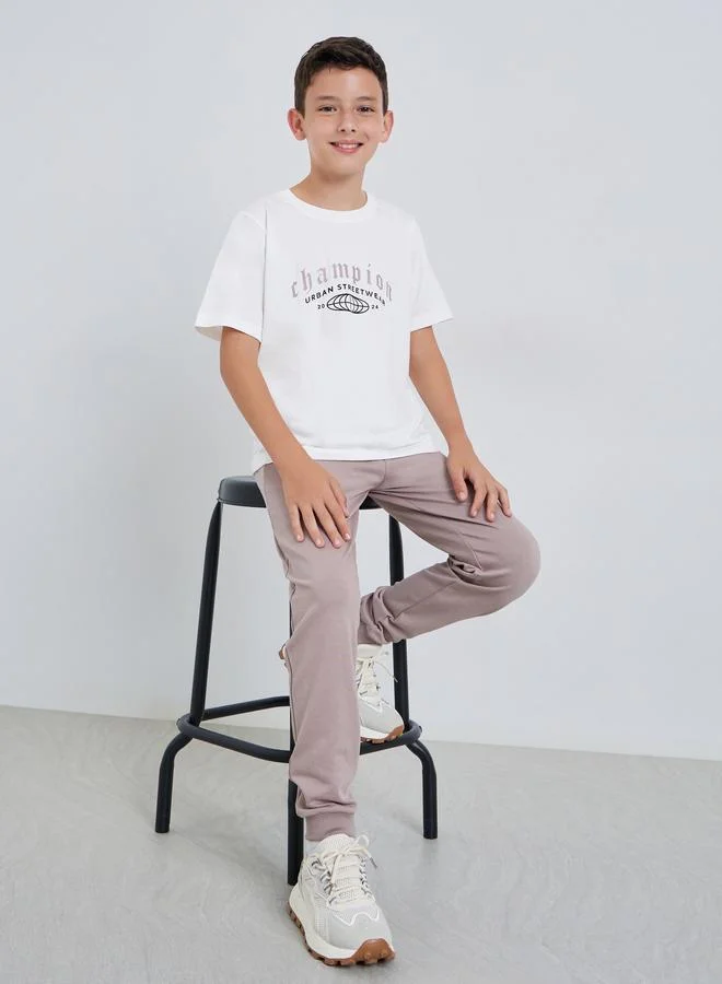Styli Teens Cotton Printed T-Shirt and Joggers Set