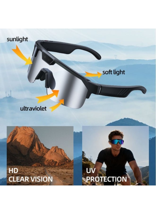 ZESITH AI Translation Smart Sunglasses 800W Camera Photo Video Bluetooth Glasses Cycling Skiing Fishing Outdoor Water Silver - Image 2