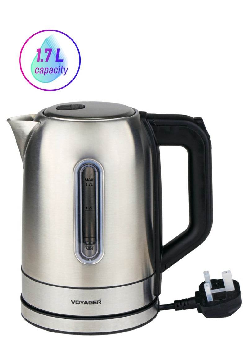 VOYAGER 1.7 liter stainless steel electric kettle, Silver black color - Image 1