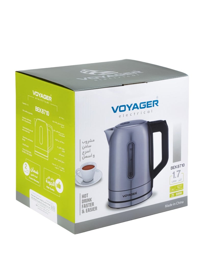 VOYAGER 1.7 liter stainless steel electric kettle, Silver black color - Image 2