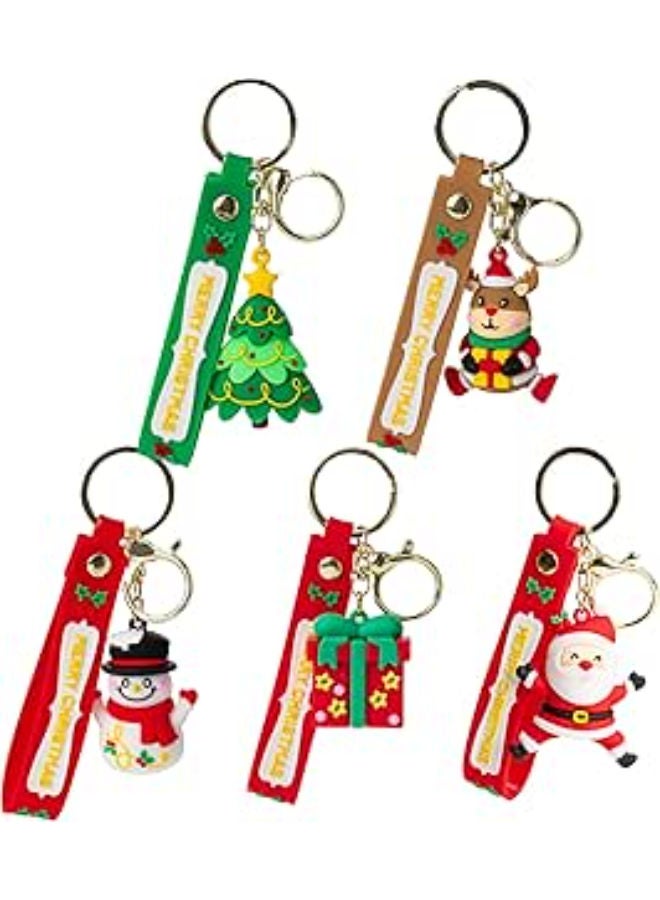 مجموعة من 5 سلاسل مفاتيح احتفالية ثلاثية الأبعاد مع سانتا كلوز - Image 1