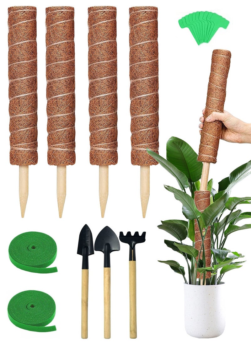 URbazaar - Moss Pole for Plants Monstera 42 Inch, 4 Pcs 15.7 Inch Moss Poles for Climbing Plants, Coir Totem Pole Moss Stick for Plant Support Extension, Train Potted Creepers to Grow Upwards - Image 1