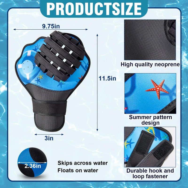 Strdfeve Water Ball and Gloves Set,1PC Water Bouncing Ball&2PCS Catch Mitts,Pool Baseball Catching Mitts for Beach Games,Play Catch Skip Ball&Gloves - Image 2