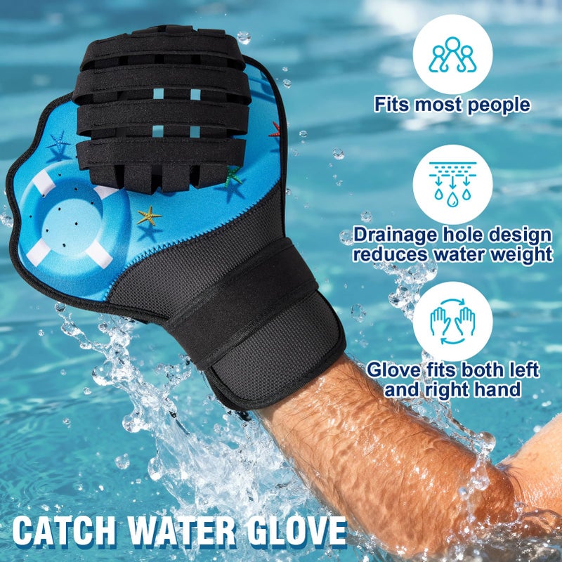 Strdfeve Water Ball and Gloves Set,1PC Water Bouncing Ball&2PCS Catch Mitts,Pool Baseball Catching Mitts for Beach Games,Play Catch Skip Ball&Gloves - Image 4