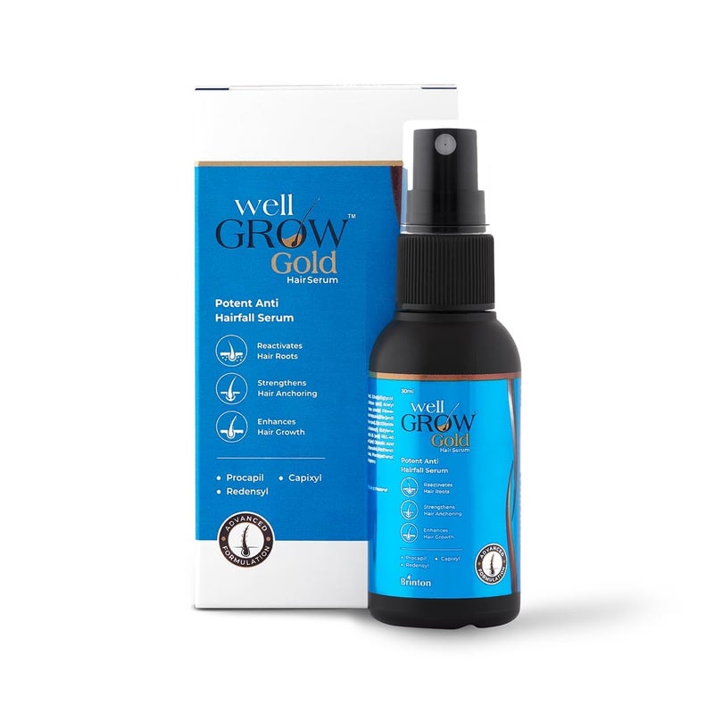 Brinton Brinton WellGrow Gold Hair Growth Serum with Redensyl Capixyl  Procapil for Hair Fall Control  Repair  Strengthens  Enhances Hair Growth 30 ml x Pack of 4 - Image 2