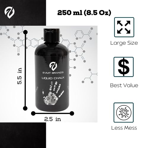 EVMT Brands Liquid Chalk, Mess Free Gym Chalk for Weightlifting, Gymnastics, Rock Climbing, Dancing. Sweat Resistant and Long Lasting for Stronger Grip. Package May Vary. - Image 3