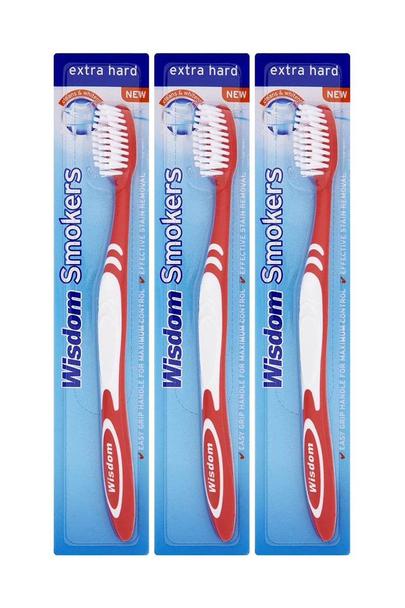 3X Wisdom Smokers Extra Hard Brush Toothbrush Previously Addis by Wisdom