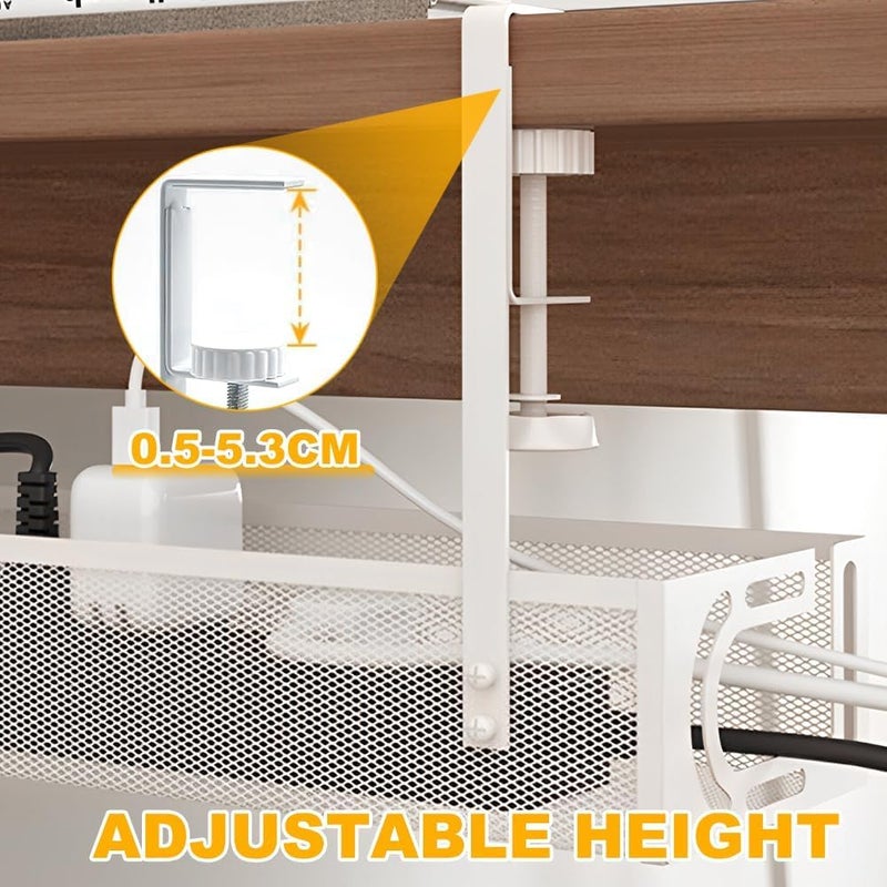Excefore Under Desk Cable Management Tray, No Drill Steel Wire Organizer, Sturdy Hollow Metal Mesh Cable Holder, Easy Installation Without Damage, Desk Wire Management for Office, Home, Cable Organizer - Image 3