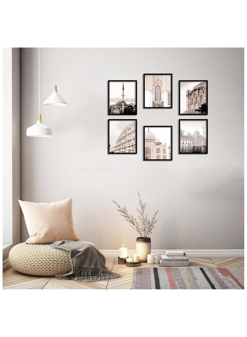 مؤسسة فكرة اليوم مجموعة من 6 ملصقات مطبوعة على قماش لفن العمارة المغربية من أفكار اليوم لأبواب عربية وأقواس مسجد | ديكور حائط أنيق لغرفة المعيشة وغرفة النوم والمكتب (بدون إطار - 5، 8 × 10 بوصة) - Image 2