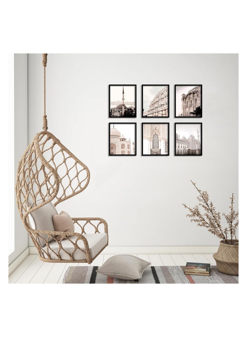 مؤسسة فكرة اليوم مجموعة من 6 ملصقات مطبوعة على قماش لفن العمارة المغربية من أفكار اليوم لأبواب عربية وأقواس مسجد | ديكور حائط أنيق لغرفة المعيشة وغرفة النوم والمكتب (بدون إطار - 5، 8 × 10 بوصة) - Image 3