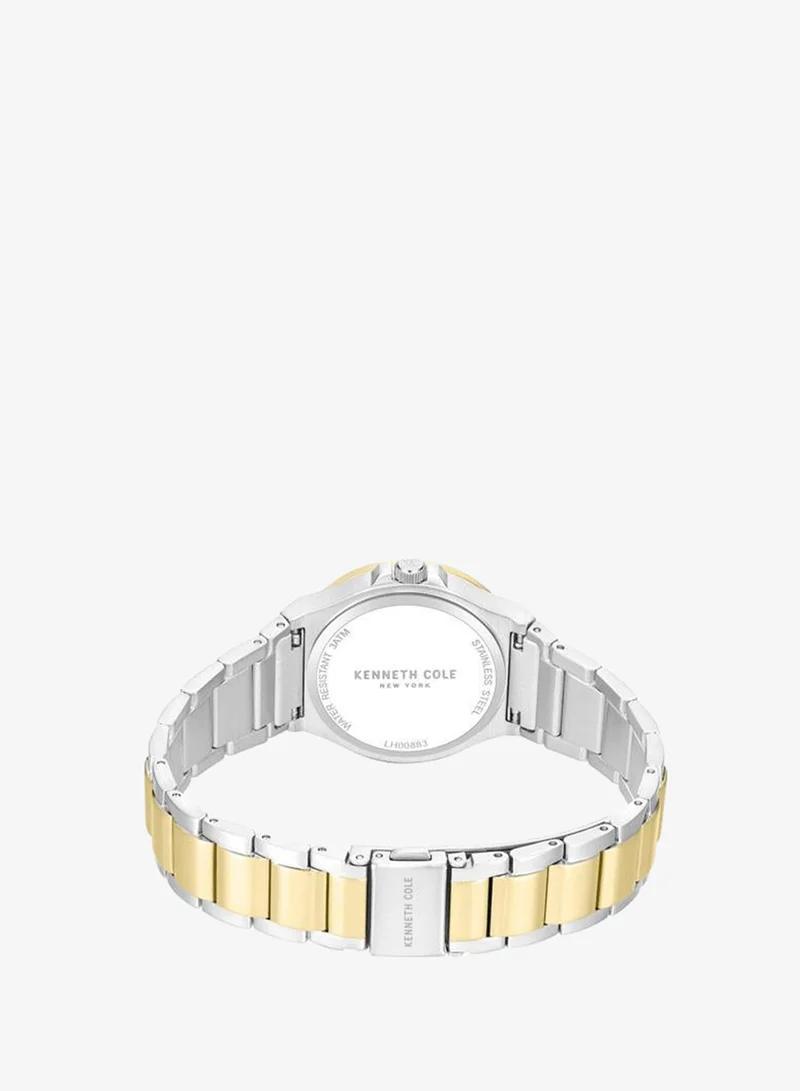 Kenneth Cole New York Champagne Glenville Champagne Dial Silver Gold Stainless Steel Bracelet Analog Watch for Women - 32mm for Women | Best Price UAE