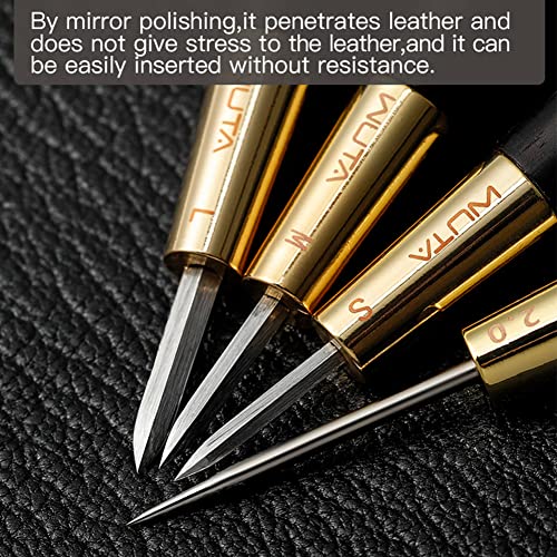 WUTA Shape Leather Craft Diamond Stitching Awl Ebony Blackwood Handle Sewing Awl Kits Handmade Sewing Tools DIY Stitcher Taper (Large 1pcs) - Image 3