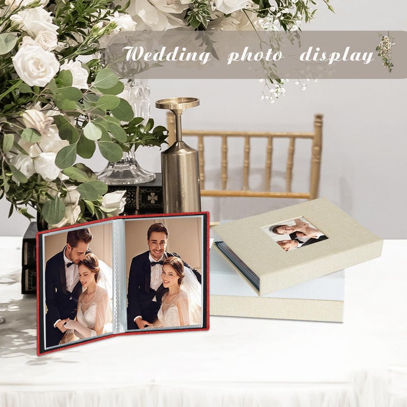 آرت ماج Artmag Mini Photo Album 4x6 50 Pockets 2 Pack Cloving مع ألبوم النافذة الأمامية عقد 100 صور رأسية لعائلة عائلة أطفال الأطفال (أحمر) - Image 4