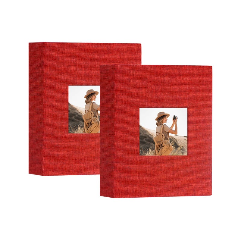 آرت ماج Artmag Mini Photo Album 4x6 50 Pockets 2 Pack Cloving مع ألبوم النافذة الأمامية عقد 100 صور رأسية لعائلة عائلة أطفال الأطفال (أحمر) - Image 1