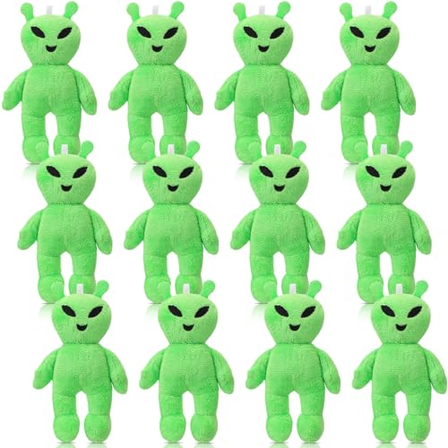 Kathfly 12 Pcs Green Alien Plush Stuffed Animal Alien Figurines Plush Miniature Figurine Plushies for Valentines Day Gifts Easter Basket Stuffers Gifts Party Tiered Tray Decoration - Image 1