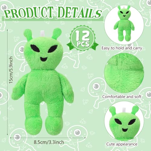 Kathfly 12 Pcs Green Alien Plush Stuffed Animal Alien Figurines Plush Miniature Figurine Plushies for Valentines Day Gifts Easter Basket Stuffers Gifts Party Tiered Tray Decoration - Image 5
