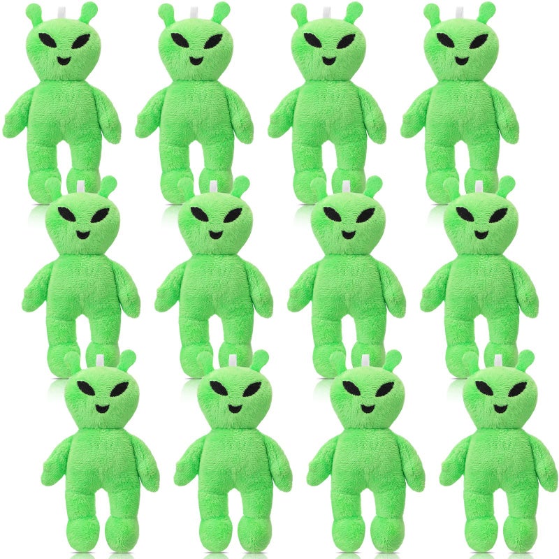 Kathfly 12 Pcs Green Alien Plush Stuffed Animal Alien Figurines Plush Miniature Figurine Plushies for Valentines Day Gifts Easter Basket Stuffers Gifts Party Tiered Tray Decoration - Image 3