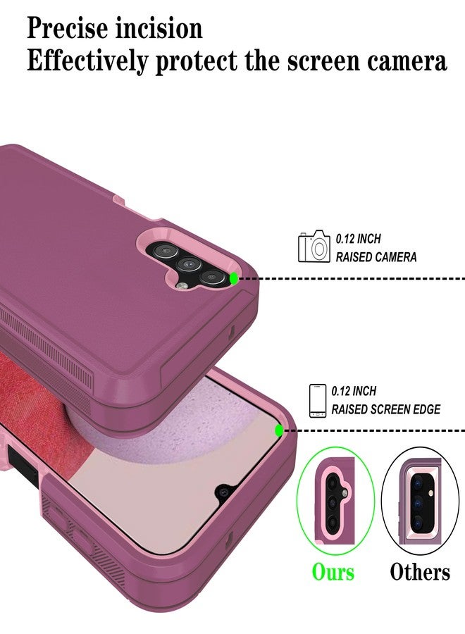 ONOLA Compatible with Samsung Galaxy A14 5G Case with HD Screen Protector, Heavy Duty Shockproof & Dropproof 3-Layer Cover Phone Case for Samsung A14,WineRed Pink - Image 3