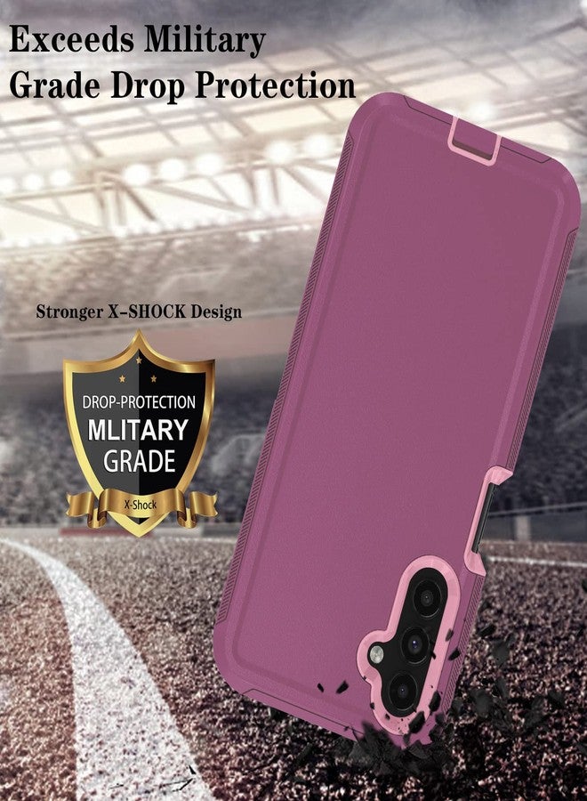 ONOLA Compatible with Samsung Galaxy A14 5G Case with HD Screen Protector, Heavy Duty Shockproof & Dropproof 3-Layer Cover Phone Case for Samsung A14,WineRed Pink - Image 4