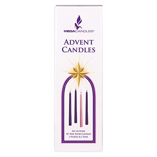 Mega Candles 4 pcs Unscented Christmas Advent Candles Set, Hand Poured Premium Wax Taper Candle 10 Inch x 7/8 Inch, Holidays, Occasions, Events, Festivities, Devotional, Church, Wreath, Party, Gifts - Image 4