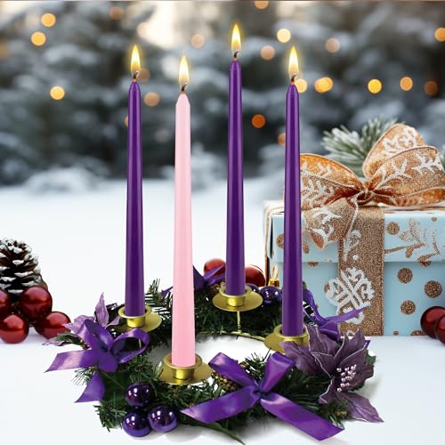 Mega Candles 4 pcs Unscented Christmas Advent Candles Set, Hand Poured Premium Wax Taper Candle 10 Inch x 7/8 Inch, Holidays, Occasions, Events, Festivities, Devotional, Church, Wreath, Party, Gifts - Image 5