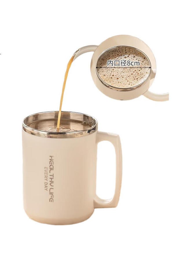 Caizhi 304 Stainless Steel Water Cup, Mug, Coffee Cup With Lid, Double-Layer Insulated Drinking Cup For Home Use, White Cz6227 - Image 2