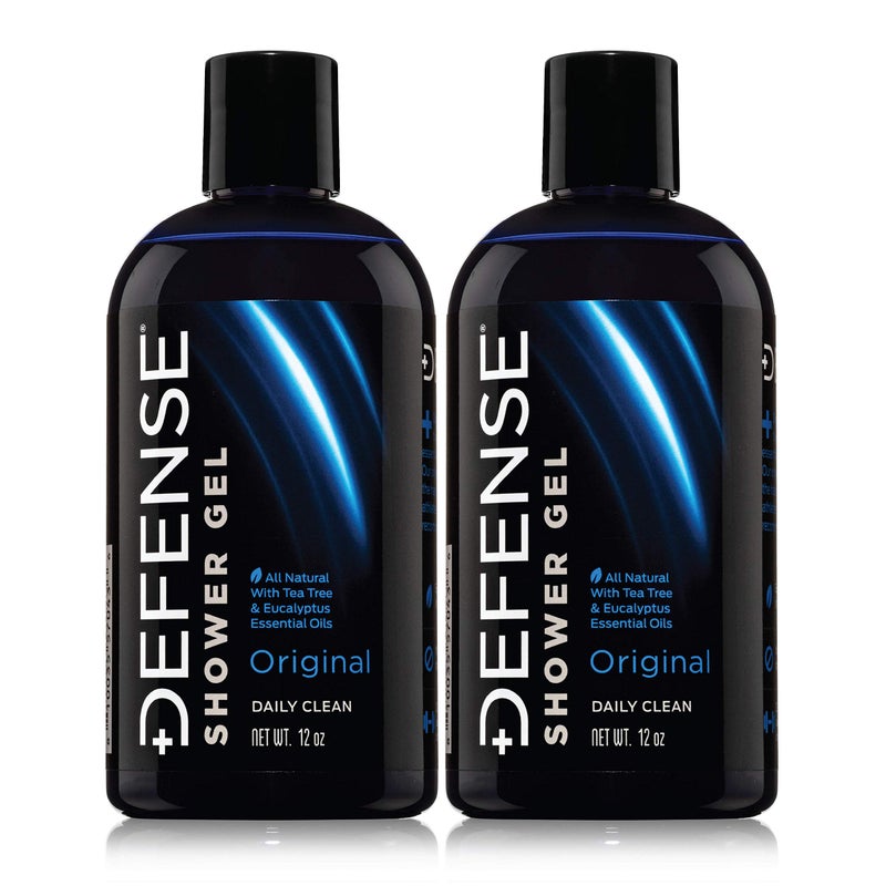 Defense Soap صابون الدفاع غسول الجسم العضوي بشجرة الشاي، 12 أونصة، عبوة من قطعتين - مرطب، للجنسين، عامل تنظيف البشرة، على شكل جل - Image 1