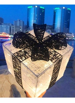 Salla Light Up Gift Box White & Black Colour Warm LED Fairy Lights Openable Top Cover 23x20cm  - Image 2
