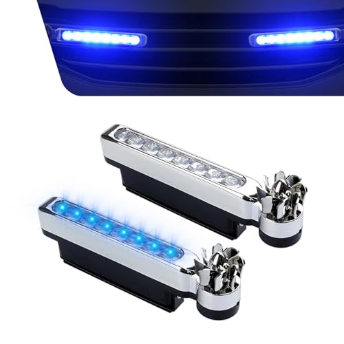 Qurbuns 2 PCS Wind Powered LED Lights Daytime Running Light for Car Grille Wind Energy Powered DRL Decorative Lights Universal for Cars Trucks SUVs Blue - Image 1