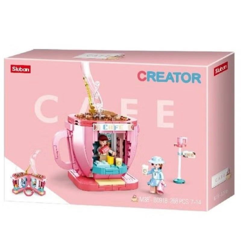 سلوبان Princess building block set in the shape of a large coffee cup, Sluban – Creator Café, 268 pieces. Building blocks, construction block set, kids building blocks, assembly, boys, blocks, girls toys, building game toy, construction toy, boys block sets, large kids blocks, building blocks, character blocks, skill development blocks, kids intelligence blocks. Home toys for children, toys for boys and girls, kids toy, kids toys, children’s toy, group games, educational kids toys, toys, boys toys, toys for 1-year-old children, toys for 6-year-old children, toys. - Image 1