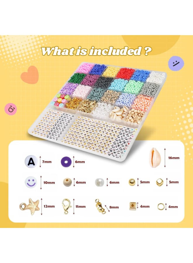 Beads for Threading - 5800 Pieces Clay Beads Set for Bracelets, DIY Jewellery Making Craft Kit with Accessories and Letter Beads, Ideal for Teenage Girls - Image 2