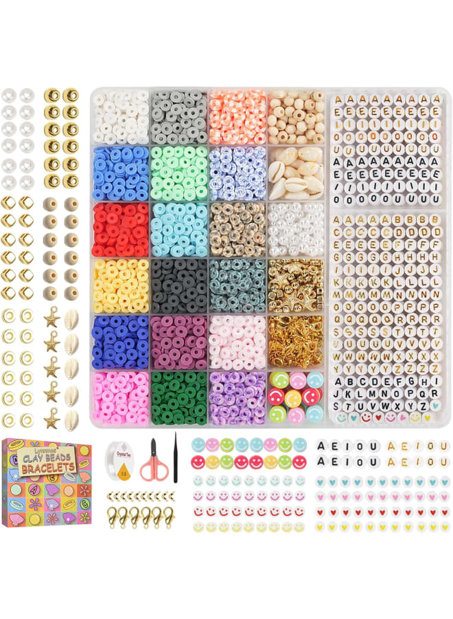 Beads for Threading - 5800 Pieces Clay Beads Set for Bracelets, DIY Jewellery Making Craft Kit with Accessories and Letter Beads, Ideal for Teenage Girls - Image 1